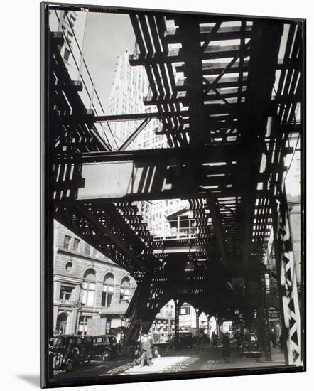 El' Second and Third Avenue Lines, Hanover Square and Pearl Street, Manhattan-Berenice Abbott-Mounted Giclee Print
