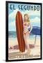 El Segundo, California - Surfer Pinup Girl-Lantern Press-Framed Art Print