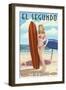 El Segundo, California - Surfer Pinup Girl-Lantern Press-Framed Art Print