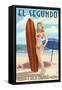 El Segundo, California - Surfer Pinup Girl-Lantern Press-Framed Stretched Canvas