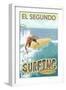 El Segundo, California - Surfer-Lantern Press-Framed Art Print