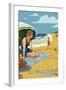 El Segundo, California - Woman on the Beach-Lantern Press-Framed Art Print