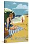 El Segundo, California - Woman on the Beach-Lantern Press-Stretched Canvas