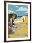 El Segundo, California - Woman on the Beach-Lantern Press-Framed Art Print