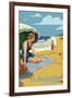 El Segundo, California - Woman on the Beach-Lantern Press-Framed Art Print