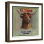 El Toro Brand - California - Citrus Crate Label-Lantern Press-Framed Art Print