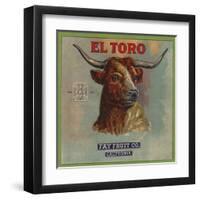 El Toro Brand - California - Citrus Crate Label-Lantern Press-Framed Art Print