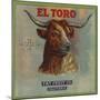 El Toro Brand - California - Citrus Crate Label-Lantern Press-Mounted Art Print