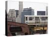 El Train on the Elevated Train System, the Loop, Chicago, Illinois, USA-Amanda Hall-Stretched Canvas