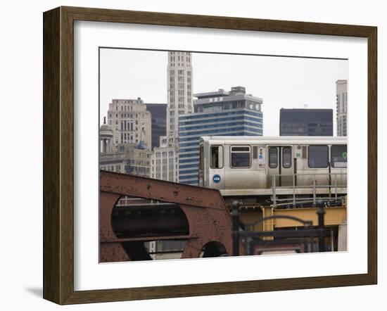 El Train on the Elevated Train System, the Loop, Chicago, Illinois, USA-Amanda Hall-Framed Photographic Print