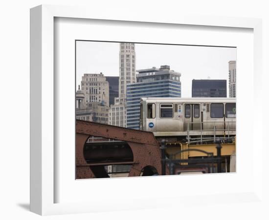 El Train on the Elevated Train System, the Loop, Chicago, Illinois, USA-Amanda Hall-Framed Photographic Print