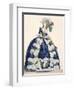 Elaborate Royal Court Dress in Navy Blue with Luxuriant White Frill Design-Augustin De Saint-aubin-Framed Giclee Print