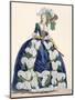 Elaborate Royal Court Dress in Navy Blue with Luxuriant White Frill Design-Augustin De Saint-aubin-Mounted Premium Giclee Print