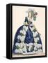 Elaborate Royal Court Dress in Navy Blue with Luxuriant White Frill Design-Augustin De Saint-aubin-Framed Stretched Canvas