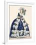 Elaborate Royal Court Dress in Navy Blue with Luxuriant White Frill Design-Augustin De Saint-aubin-Framed Giclee Print