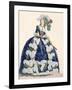 Elaborate Royal Court Dress in Navy Blue with Luxuriant White Frill Design-Augustin De Saint-aubin-Framed Giclee Print