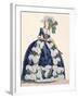 Elaborate Royal Court Dress in Navy Blue with Luxuriant White Frill Design-Augustin De Saint-aubin-Framed Giclee Print