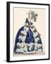 Elaborate Royal Court Dress in Navy Blue with Luxuriant White Frill Design-Augustin De Saint-aubin-Framed Giclee Print