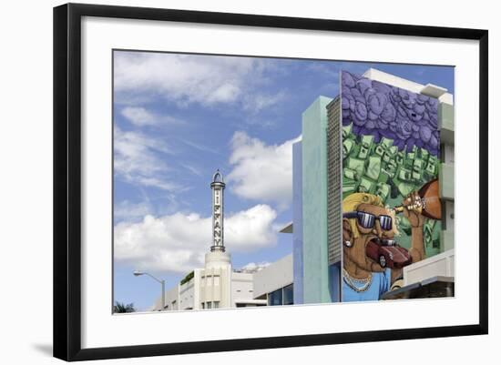 Elaborate Wall Design with Mosaic Tiles Collins Street, Miami South Beach, Florida-Axel Schmies-Framed Photographic Print