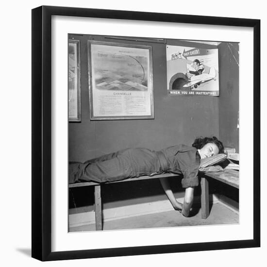 Elaine Jones, Pilot Trainee in the Women's Flying Training Detachment after long night of Flying-Peter Stackpole-Framed Photographic Print