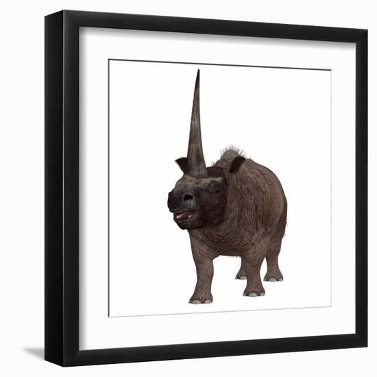 Elasmotherium on White Background-Stocktrek Images-Framed Art Print