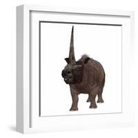 Elasmotherium on White Background-Stocktrek Images-Framed Art Print