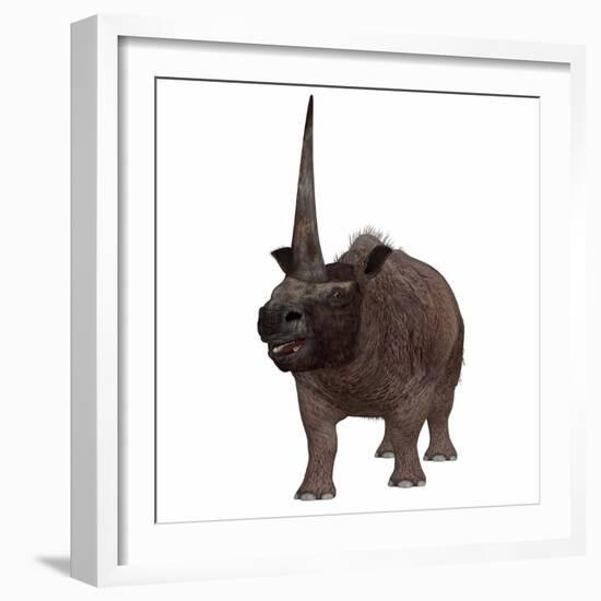 Elasmotherium on White Background-Stocktrek Images-Framed Art Print