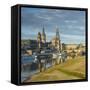 Elbe River, and City Skyline, Dresden, Saxony, Germany-Jon Arnold-Framed Stretched Canvas