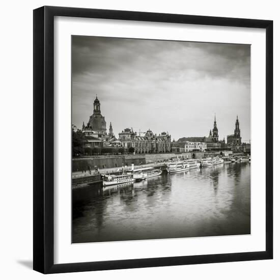 Elbe River, and City Skyline, Dresden, Saxony, Germany-Jon Arnold-Framed Photographic Print