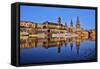 Elbe River and Old Town skyline, Dresden, Saxony, Germany, Europe-Hans-Peter Merten-Framed Stretched Canvas