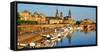 Elbe River and Old Town skyline, Dresden, Saxony, Germany, Europe-Hans-Peter Merten-Framed Stretched Canvas