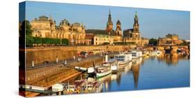 Elbe River and Old Town skyline, Dresden, Saxony, Germany, Europe-Hans-Peter Merten-Stretched Canvas