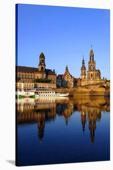 Elbe River and Old Town skyline, Dresden, Saxony, Germany, Europe-Hans-Peter Merten-Stretched Canvas