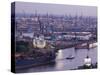 Elbe River and Shipyard, Hamburg, State of Hamburg, Germany-Walter Bibikow-Stretched Canvas