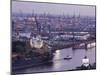 Elbe River and Shipyard, Hamburg, State of Hamburg, Germany-Walter Bibikow-Mounted Photographic Print