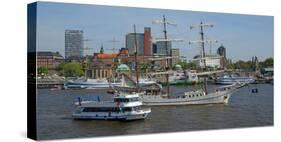 Elbe River at Landing Stages, Hamburg, Germany, Europe-Hans-Peter Merten-Stretched Canvas