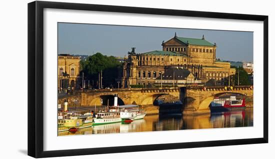 Elbe River, Semper Opera House, Dresden, Saxony, Germany, Europe-Hans-Peter Merten-Framed Photographic Print