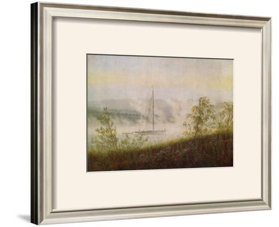 Elbe Skiff in the Morning Mist-Caspar David Friedrich-Framed Giclee Print