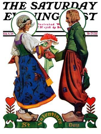 "Dutch Couple Valentine," Saturday Evening Post Cover, February 9, 1929
