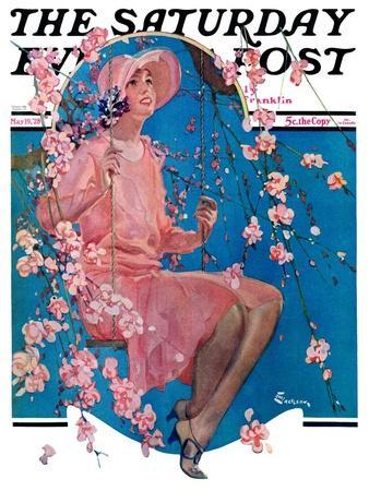 "Woman on Floral Swing," Saturday Evening Post Cover, May 19, 1928
