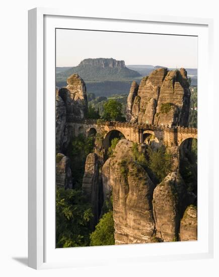 Elbsandsteingebirge, NP Saxon Switzerland. Bastei Bridge and Rocks-Martin Zwick-Framed Premium Photographic Print