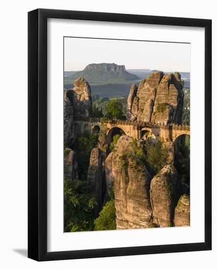 Elbsandsteingebirge, NP Saxon Switzerland. Bastei Bridge and Rocks-Martin Zwick-Framed Photographic Print