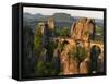 Elbsandsteingebirge, NP Saxon Switzerland. Bastei Bridge and Rocks-Martin Zwick-Framed Stretched Canvas