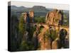 Elbsandsteingebirge, NP Saxon Switzerland. Bastei Bridge and Rocks-Martin Zwick-Stretched Canvas