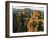 Elbsandsteingebirge, NP Saxon Switzerland. Bastei Bridge and Rocks-Martin Zwick-Framed Premium Photographic Print