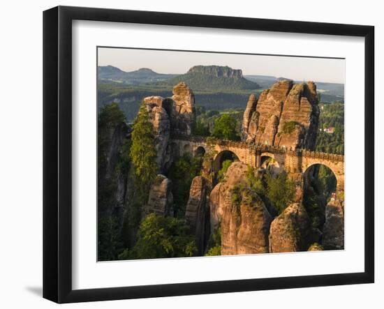 Elbsandsteingebirge, NP Saxon Switzerland. Bastei Bridge and Rocks-Martin Zwick-Framed Premium Photographic Print