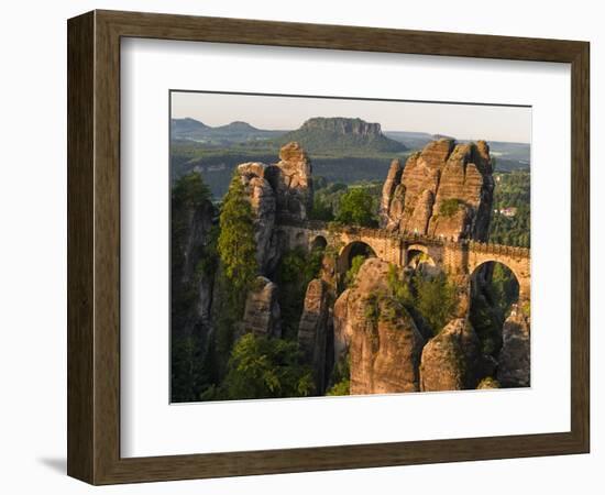 Elbsandsteingebirge, NP Saxon Switzerland. Bastei Bridge and Rocks-Martin Zwick-Framed Photographic Print