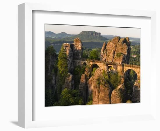 Elbsandsteingebirge, NP Saxon Switzerland. Bastei Bridge and Rocks-Martin Zwick-Framed Photographic Print