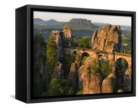 Elbsandsteingebirge, NP Saxon Switzerland. Bastei Bridge and Rocks-Martin Zwick-Framed Stretched Canvas