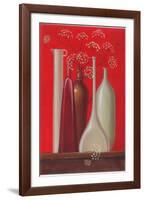 Elderflowers Against Red Background-Ludmila Riabkowa-Framed Art Print